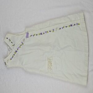 NWOT Gymboree Embroidered White Corduroy Dress Size 18-24 with Purple Flowers